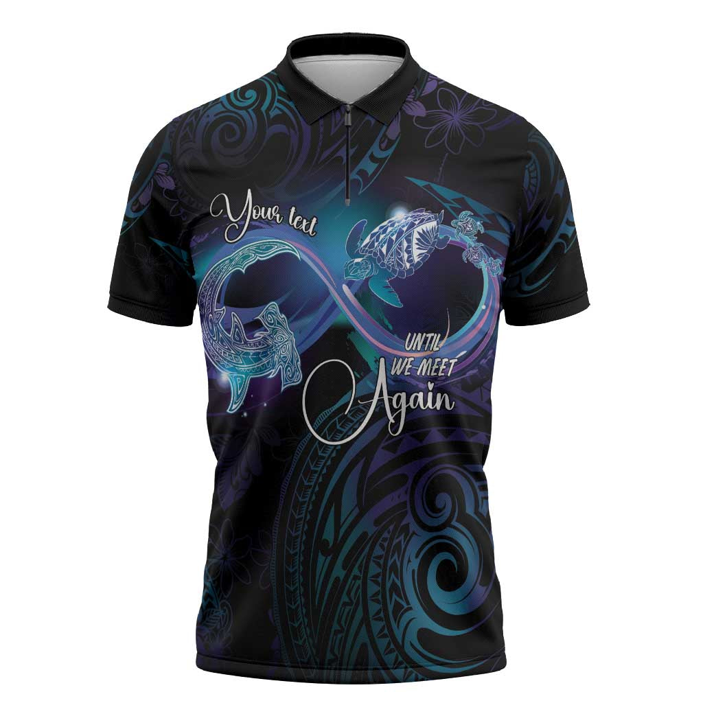 Polynesian Personalized Memorial Zipper Polo Shirt Oceanic Infinity Symbol - Until We Meet Again - Polynesian Pride