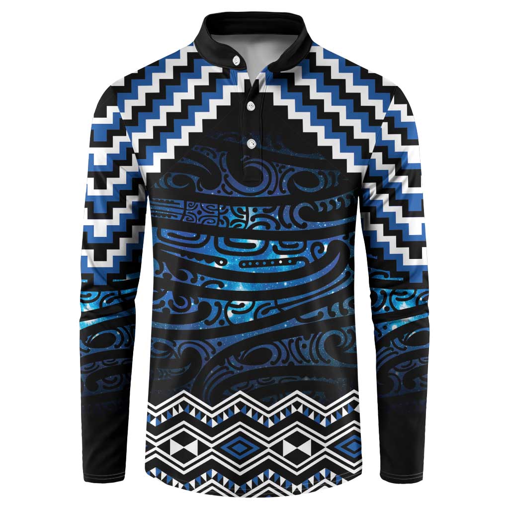 New Zealand Matariki Button Sweatshirt Galaxy Styled Taniko