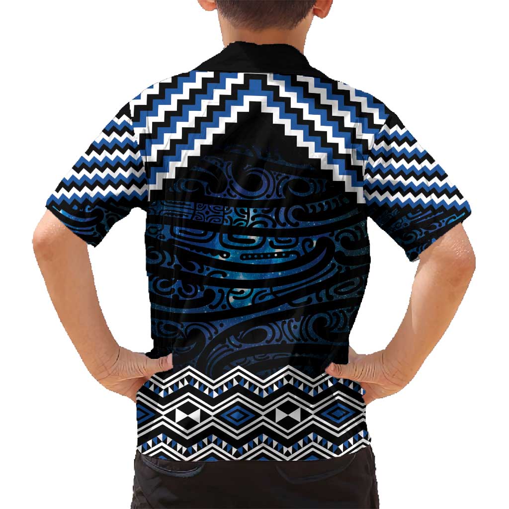 New Zealand Matariki Family Matching Summer Maxi Dress and Hawaiian Shirt Galaxy Styled Taniko