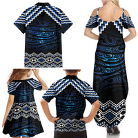 New Zealand Matariki Family Matching Summer Maxi Dress and Hawaiian Shirt Galaxy Styled Taniko