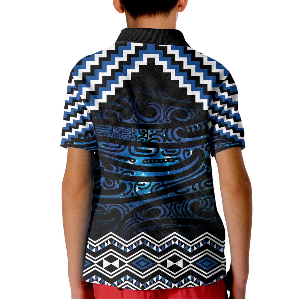 New Zealand Matariki Kid Polo Shirt Galaxy Styled Taniko