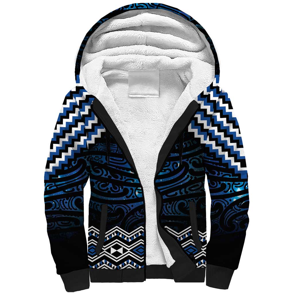 New Zealand Matariki Sherpa Hoodie Galaxy Styled Taniko