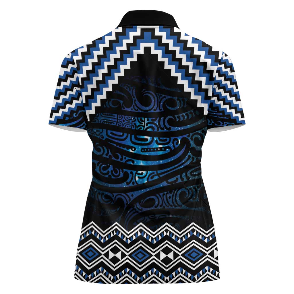 New Zealand Matariki Women Polo Shirt Galaxy Styled Taniko