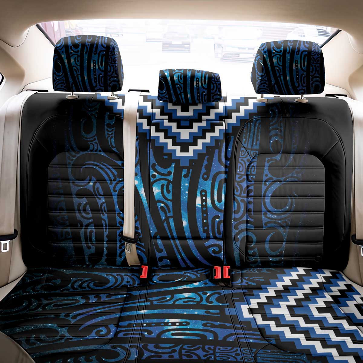 New Zealand Matariki Back Car Seat Cover Galaxy Poutama Motifs