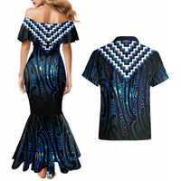 New Zealand Matariki Couples Matching Mermaid Dress and Hawaiian Shirt Galaxy Poutama Motifs