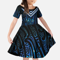 New Zealand Matariki Family Matching Off Shoulder Maxi Dress and Hawaiian Shirt Galaxy Poutama Motifs
