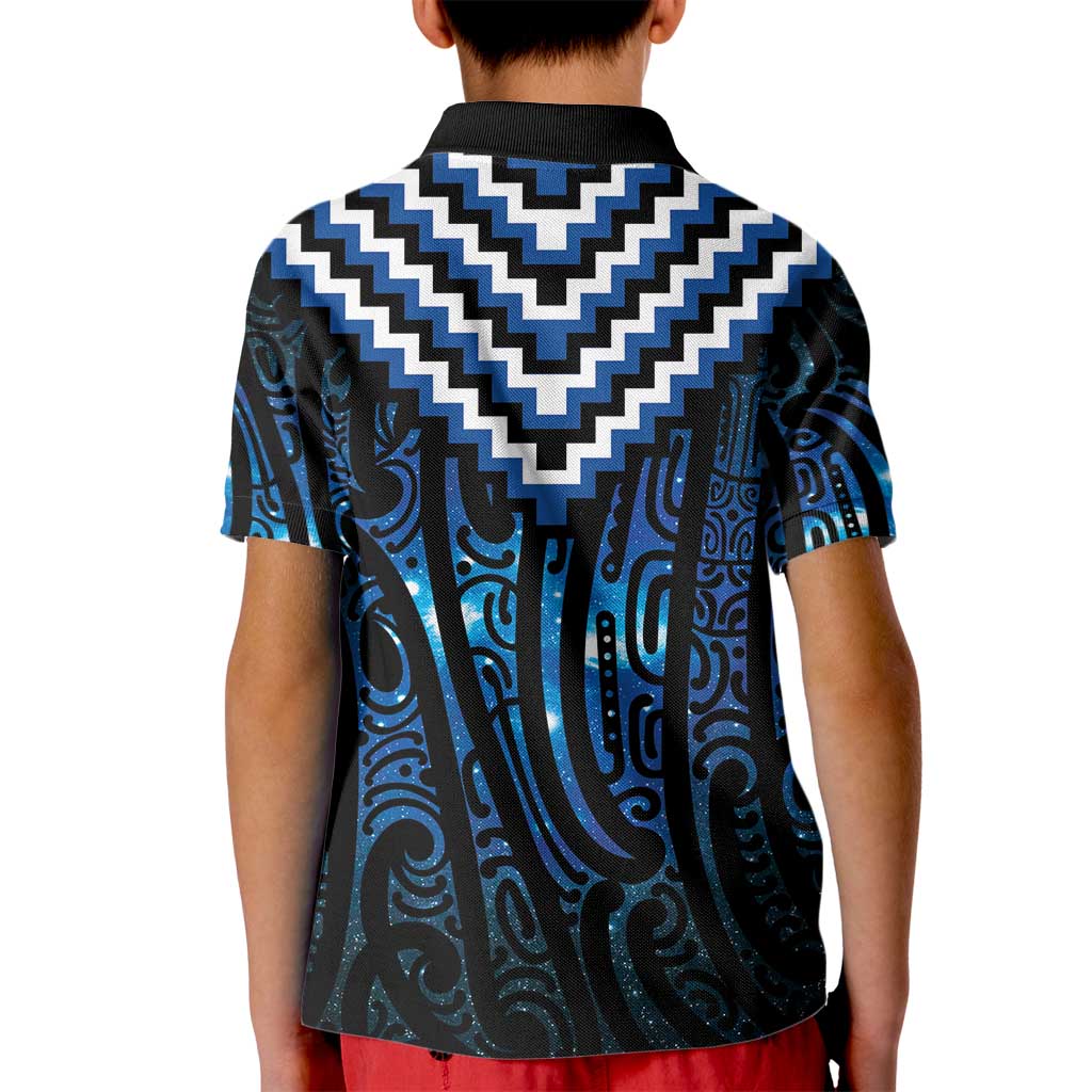 New Zealand Matariki Kid Polo Shirt Galaxy Poutama Motifs