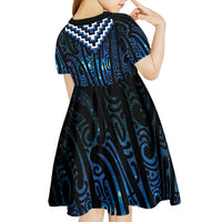 New Zealand Matariki Kid Short Sleeve Dress Galaxy Poutama Motifs