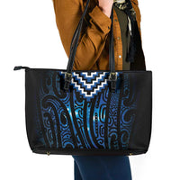 New Zealand Matariki Leather Tote Bag Galaxy Poutama Motifs