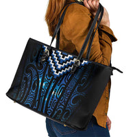 New Zealand Matariki Leather Tote Bag Galaxy Poutama Motifs