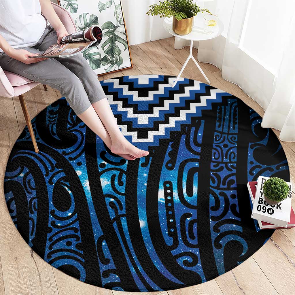 New Zealand Matariki Round Carpet Galaxy Poutama Motifs