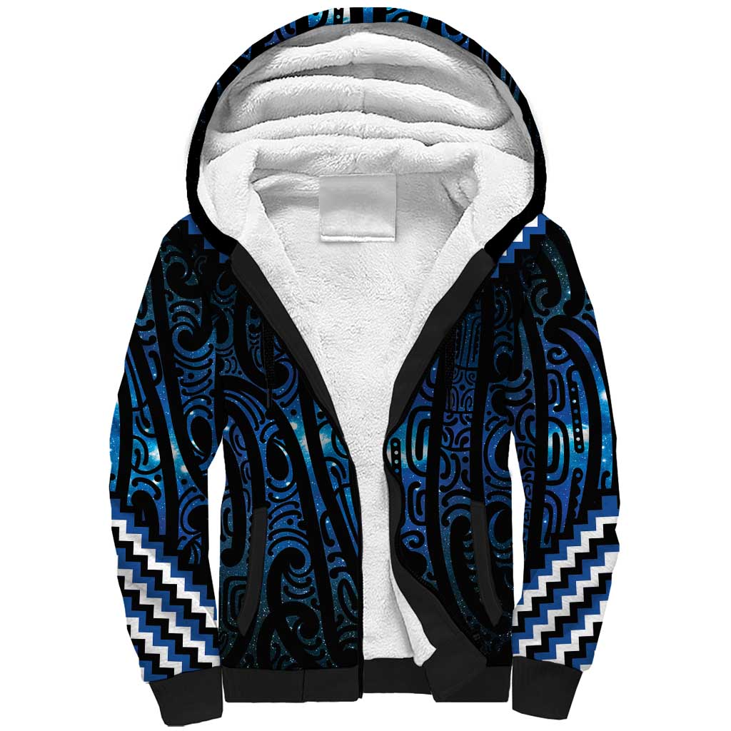 New Zealand Matariki Sherpa Hoodie Galaxy Poutama Motifs