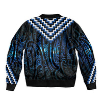 New Zealand Matariki Sleeve Zip Bomber Jacket Galaxy Poutama Motifs