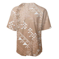 Hawaii Beige Kapa Baseball Jersey Vintage 'Ohe Kāpala Motifs Mix Plumeria Leis LT7 - Polynesian Pride