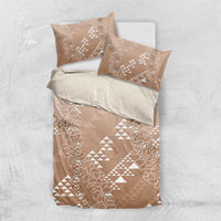 Hawaii Beige Kapa Bedding Set Vintage 'Ohe Kāpala Motifs Mix Plumeria Leis