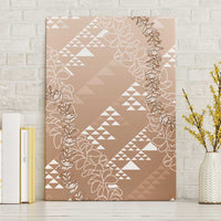 Hawaii Beige Kapa Canvas Wall Art Vintage 'Ohe Kāpala Motifs Mix Plumeria Leis