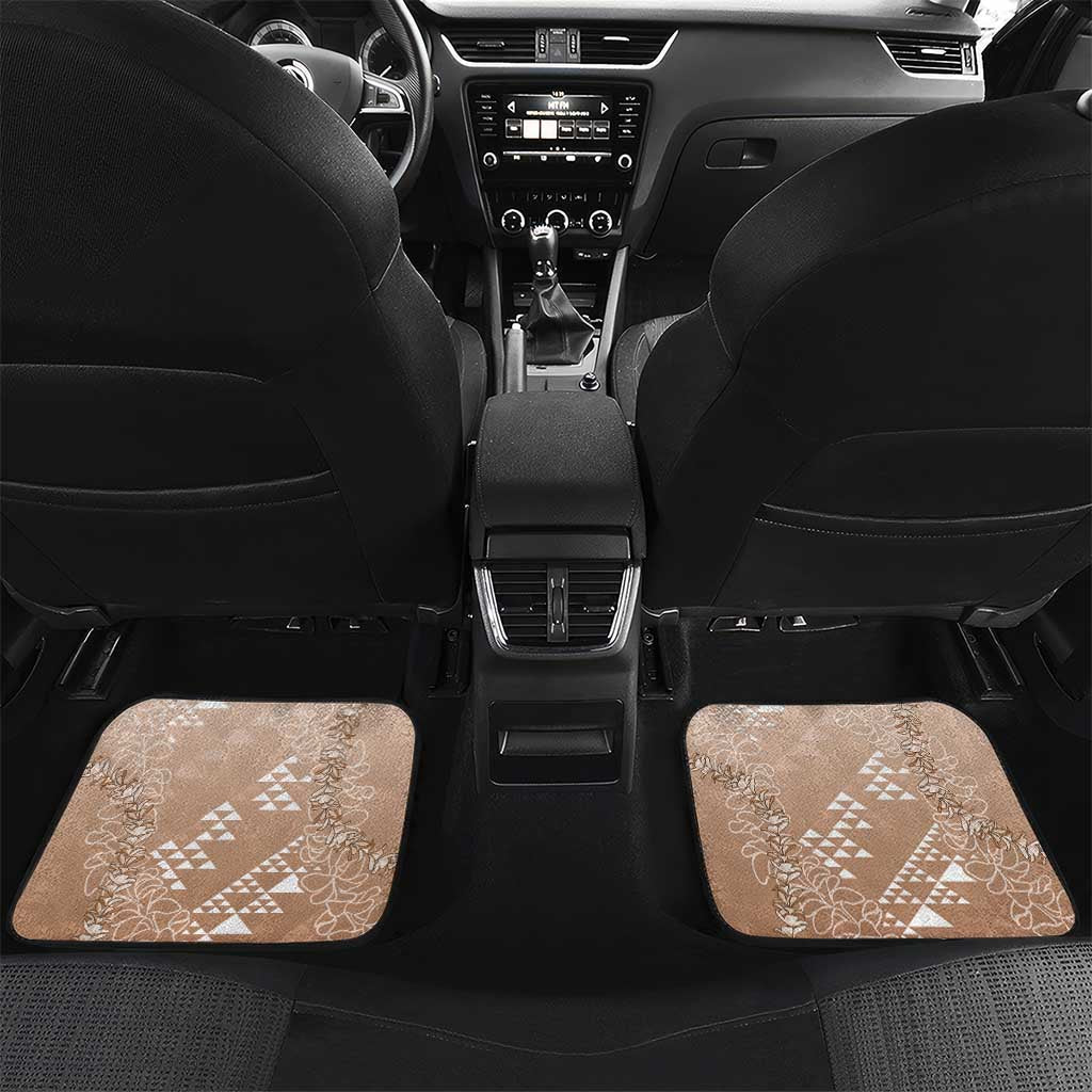 Hawaii Beige Kapa Car Mats Vintage 'Ohe Kāpala Motifs Mix Plumeria Leis
