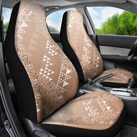 Hawaii Beige Kapa Car Seat Cover Vintage 'Ohe Kāpala Motifs Mix Plumeria Leis