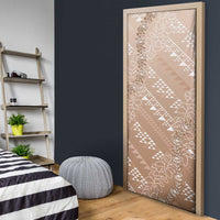 Hawaii Beige Kapa Door Cover Vintage 'Ohe Kāpala Motifs Mix Plumeria Leis