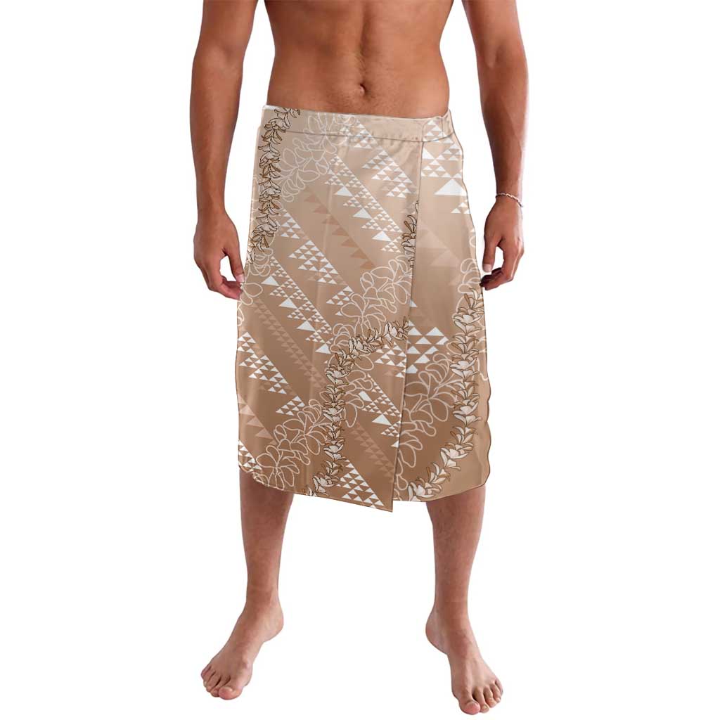Hawaii Beige Kapa Lavalava Vintage 'Ohe Kāpala Motifs Mix Plumeria Leis