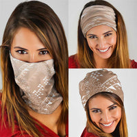 Hawaii Beige Kapa Neck Gaiter Vintage 'Ohe Kāpala Motifs Mix Plumeria Leis LT7 - Polynesian Pride