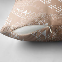 Hawaii Beige Kapa Pillow Cover Vintage 'Ohe Kāpala Motifs Mix Plumeria Leis LT7 - Polynesian Pride