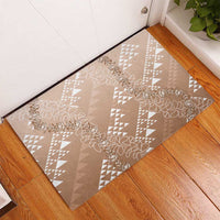 Hawaii Beige Kapa Rubber Doormat Vintage 'Ohe Kāpala Motifs Mix Plumeria Leis LT7 - Polynesian Pride