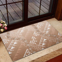 Hawaii Beige Kapa Rubber Doormat Vintage 'Ohe Kāpala Motifs Mix Plumeria Leis LT7 - Polynesian Pride