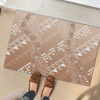 Hawaii Beige Kapa Rubber Doormat Vintage 'Ohe Kāpala Motifs Mix Plumeria Leis LT7 - Polynesian Pride