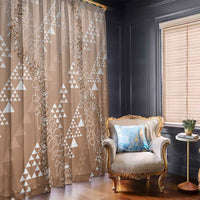 Hawaii Beige Kapa Window Curtain Vintage 'Ohe Kāpala Motifs Mix Plumeria Leis LT7 - Polynesian Pride