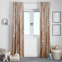 Hawaii Beige Kapa Window Curtain Vintage 'Ohe Kāpala Motifs Mix Plumeria Leis LT7 - Polynesian Pride
