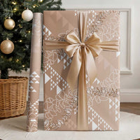 Hawaii Kapa Vintage Motifs Mix Plumeria Leis Wrapping Paper Beige
