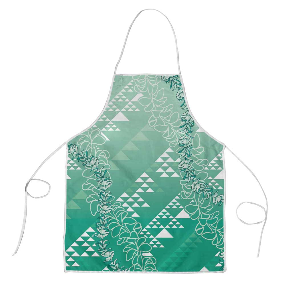 Hawaii Jade Green Kapa Apron Vintage 'Ohe Kāpala Motifs Mix Plumeria Leis LT7 Jade Green - Polynesian Pride