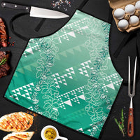 Hawaii Jade Green Kapa Apron Vintage 'Ohe Kāpala Motifs Mix Plumeria Leis LT7 Jade Green - Polynesian Pride