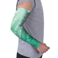 Hawaii Jade Green Kapa Arm Sleeves Vintage 'Ohe Kāpala Motifs Mix Plumeria Leis