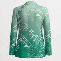 Hawaii Jade Green Kapa Blazer Vintage 'Ohe Kāpala Motifs Mix Plumeria Leis LT7 - Polynesian Pride