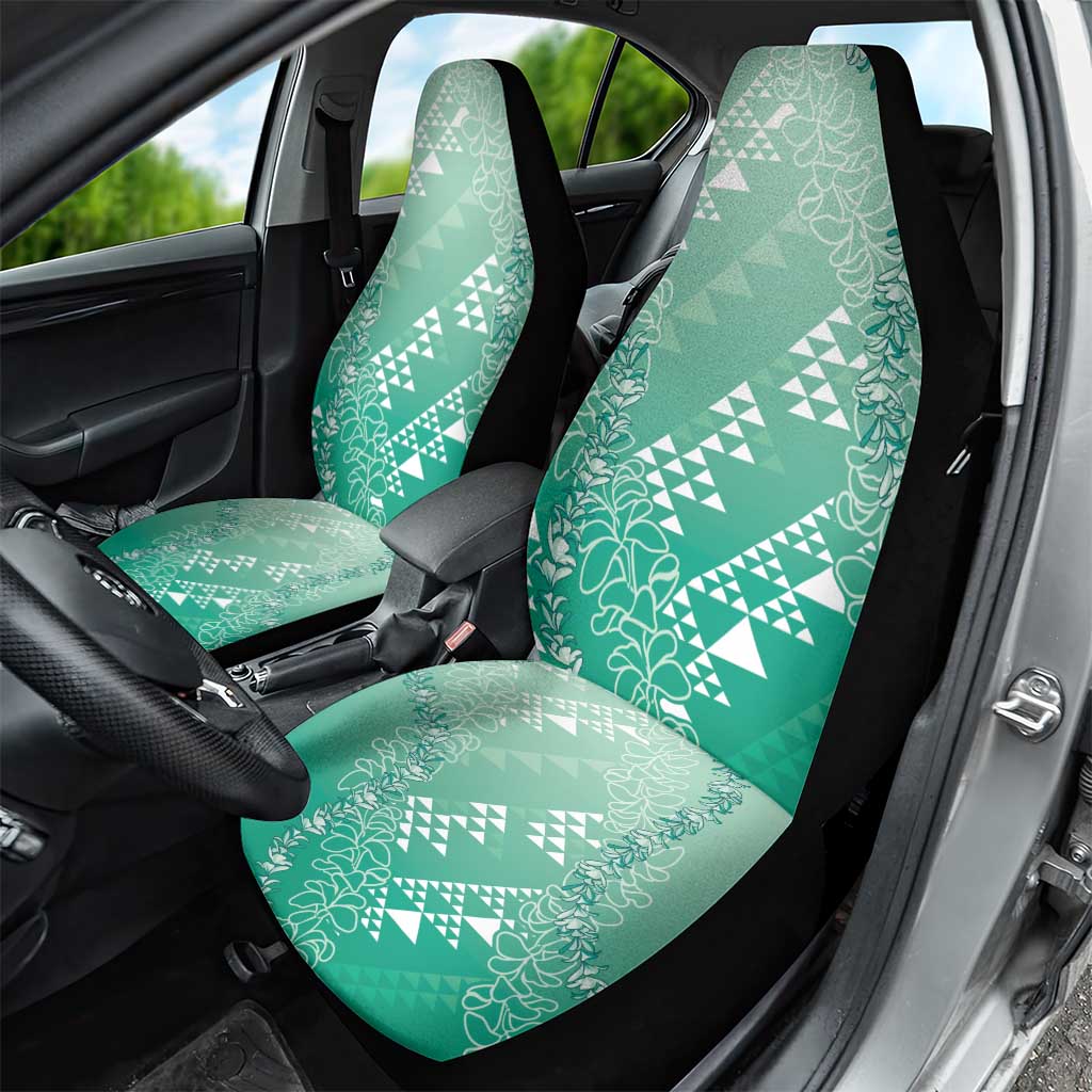 Hawaii Jade Green Kapa Car Seat Cover Vintage 'Ohe Kāpala Motifs Mix Plumeria Leis