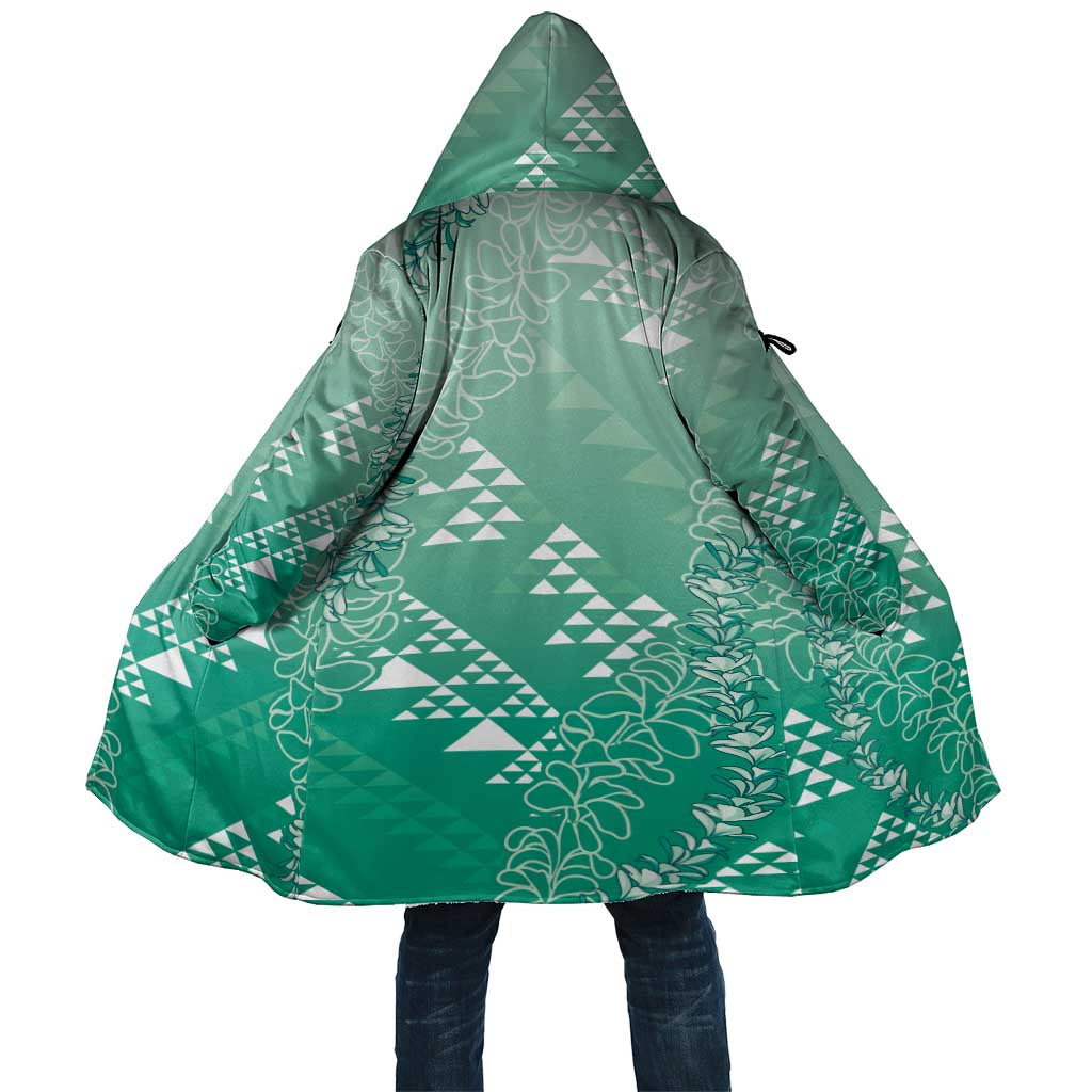 Hawaii Jade Green Kapa Cloak Vintage 'Ohe Kāpala Motifs Mix Plumeria Leis LT7 Unisex Jade Green - Polynesian Pride