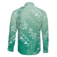 Hawaii Jade Green Kapa Family Matching Off Shoulder Short Dress and Hawaiian Shirt Vintage 'Ohe Kāpala Motifs Mix Plumeria Leis LT7 - Polynesian Pride