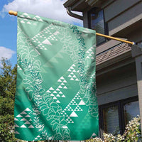 Hawaii Jade Green Kapa Garden Flag Vintage 'Ohe Kāpala Motifs Mix Plumeria Leis