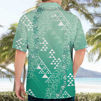 Hawaii Jade Green Kapa Hawaiian Shirt Vintage 'Ohe Kāpala Motifs Mix Plumeria Leis