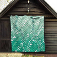 Hawaii Jade Green Kapa Quilt Vintage 'Ohe Kāpala Motifs Mix Plumeria Leis