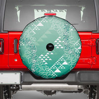 Hawaii Jade Green Kapa Spare Tire Cover Vintage 'Ohe Kāpala Motifs Mix Plumeria Leis