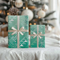 Hawaii Kapa Vintage Motifs Mix Plumeria Leis Wrapping Paper Jade Green