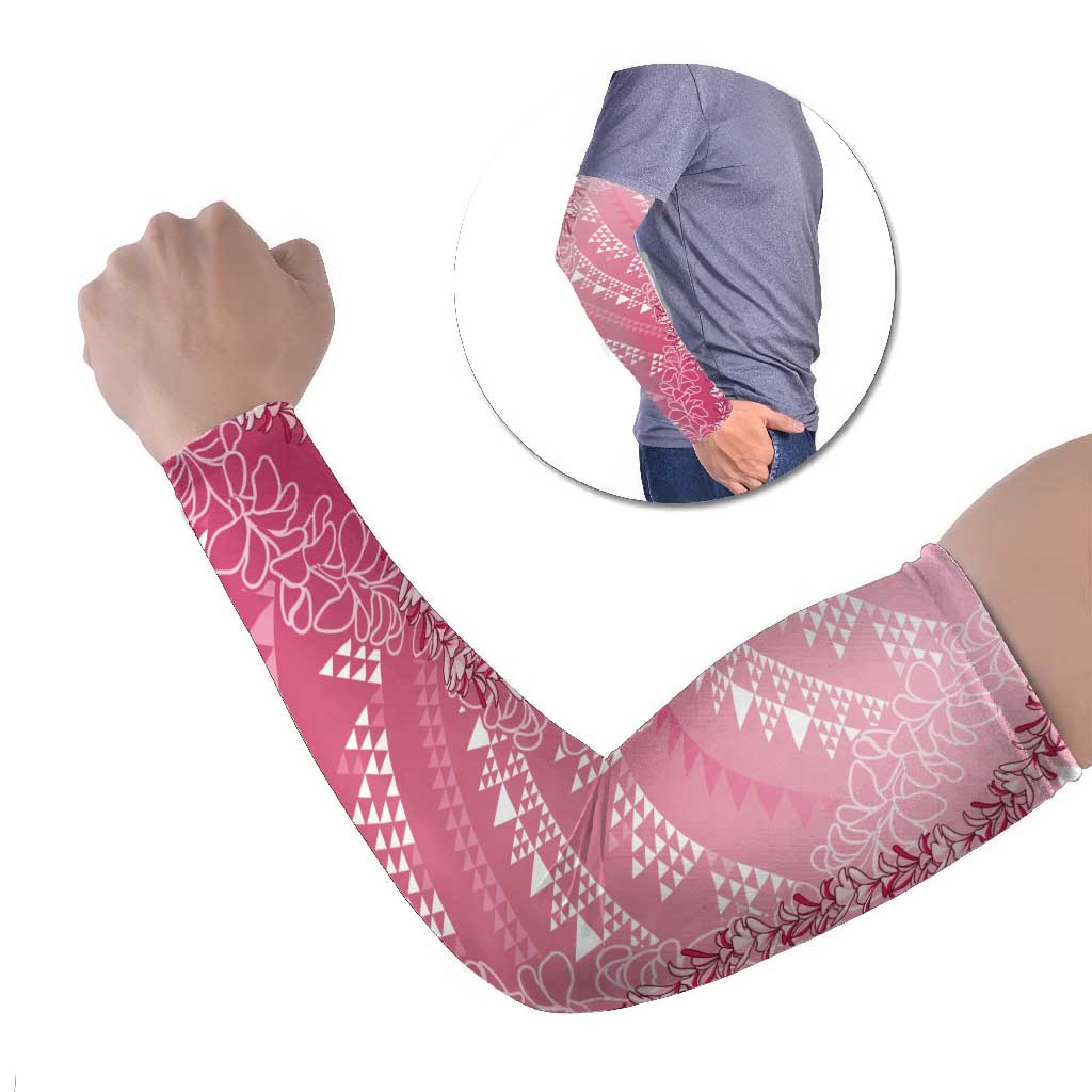 Hawaii Rose Pink Kapa Arm Sleeves Vintage 'Ohe Kāpala Motifs Mix Plumeria Leis