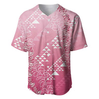 Hawaii Rose Pink Kapa Baseball Jersey Vintage 'Ohe Kāpala Motifs Mix Plumeria Leis