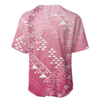 Hawaii Rose Pink Kapa Baseball Jersey Vintage 'Ohe Kāpala Motifs Mix Plumeria Leis
