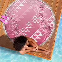Hawaii Rose Pink Kapa Beach Blanket Vintage 'Ohe Kāpala Motifs Mix Plumeria Leis LT7 - Polynesian Pride