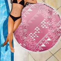 Hawaii Rose Pink Kapa Beach Blanket Vintage 'Ohe Kāpala Motifs Mix Plumeria Leis LT7 - Polynesian Pride