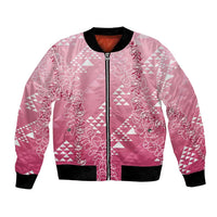 Hawaii Rose Pink Kapa Bomber Jacket Vintage 'Ohe Kāpala Motifs Mix Plumeria Leis LT7 Unisex Rose Pink - Polynesian Pride